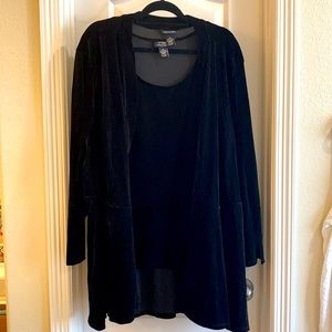 Catherines black velour twin set PLUS size 5X.